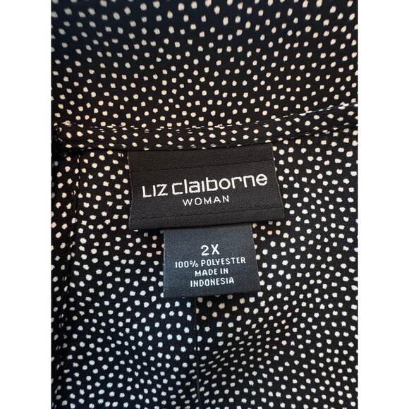 New LIZ CLAIBORNE Back White Polkadot Blouse‎ Ruffle Flutter Sleeve Plus Size 2X - Picture 4 of 10